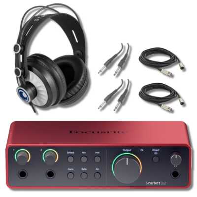 Focusrite Scarlett 2i2 4G Audio Interface Recording Bundle with StreamEye Cans50