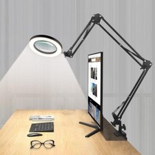 Magnifying Glass Desk Lamp with 3-Section Swing Arm and Big Clamp, 33 inch