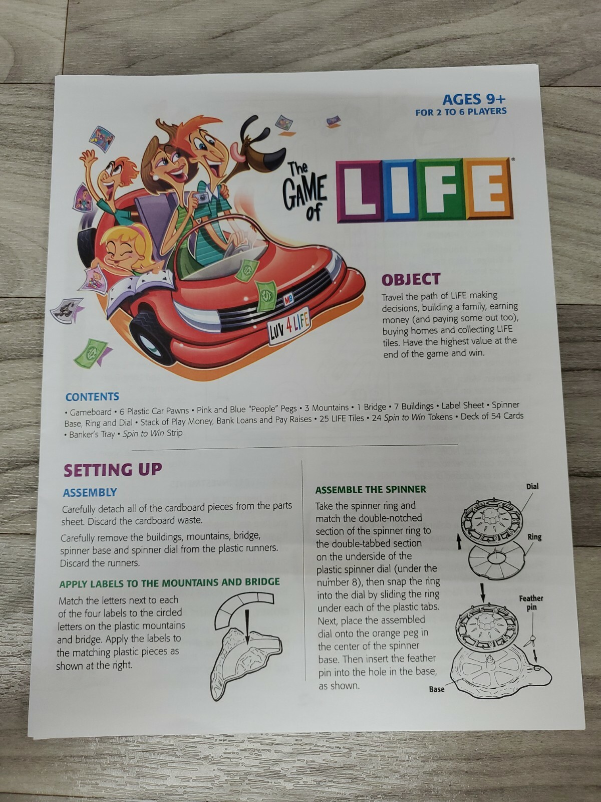 2007 The Game of Life Board Game Instructions Replacement Parts | eBay