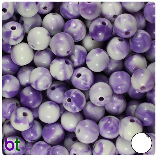 BeadTin Marbled 10mm Round Plastic Craft Beads (100pcs) - Color choice - 第 10/12 張圖片