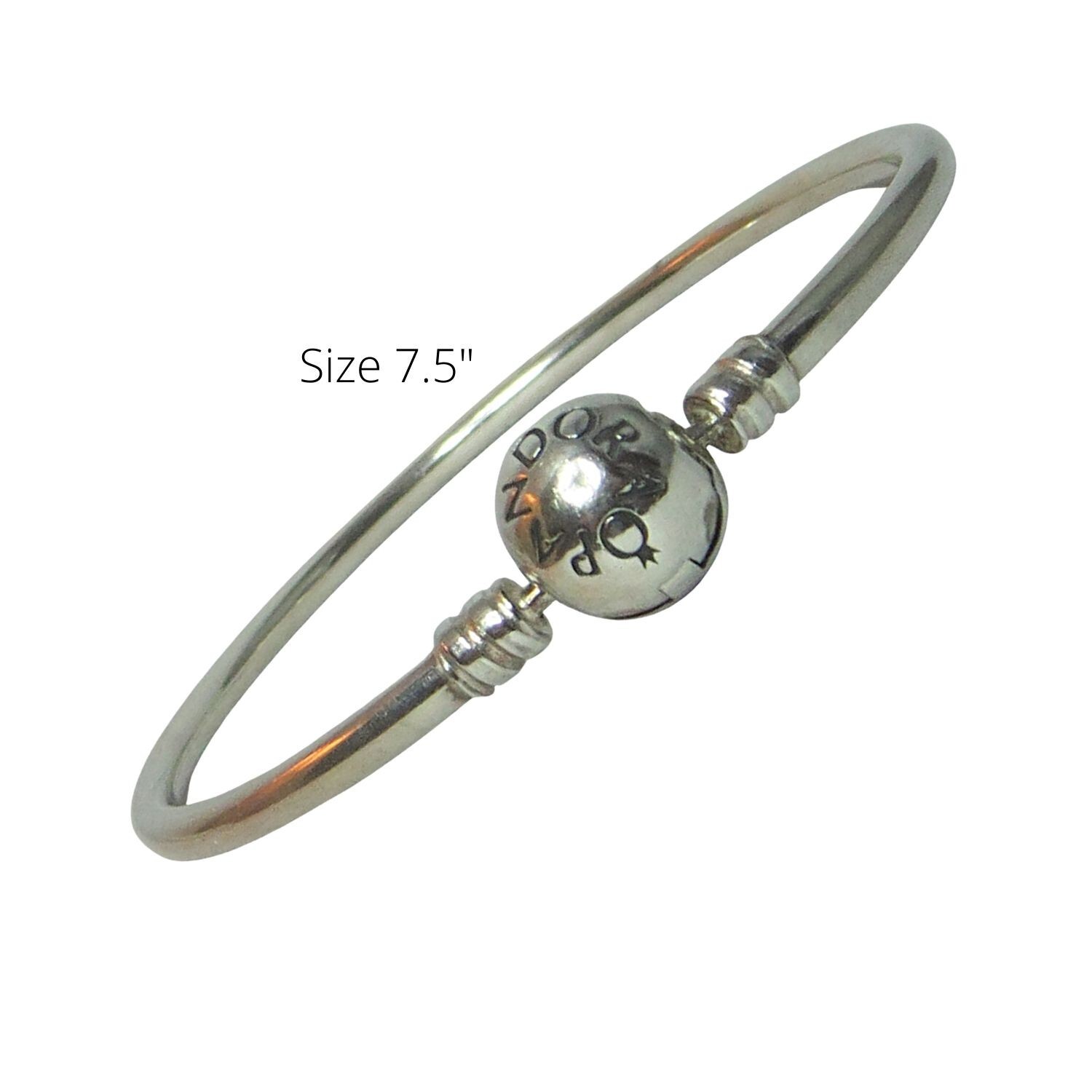 Pandora Sterling Silver 7.5-inch Ball Clasp Charm Bangle Bracelet 590713-image