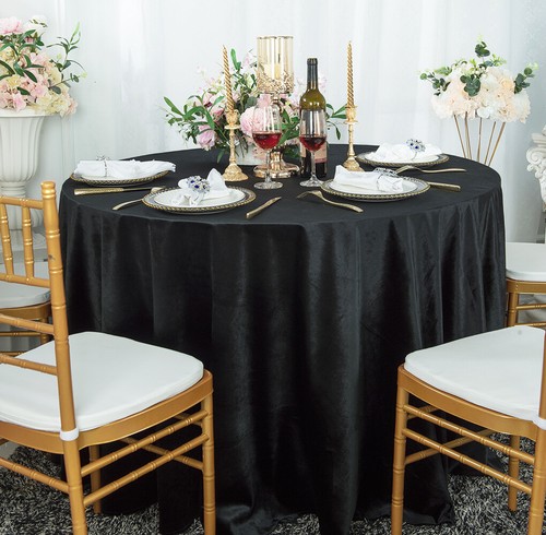 Wedding Linens Inc. 108" Round Seamless Italian Velvet Tablecloths - Picture 7 of 14