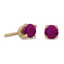 14k Petite Yellow Gold Round Ruby Children's Screw-back Stud Earrings