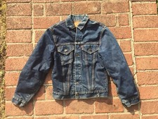 Rare Vtg Levi's Big E Denim Lrg Type 2 Pocket jacket 505 558 559 Lined Dark