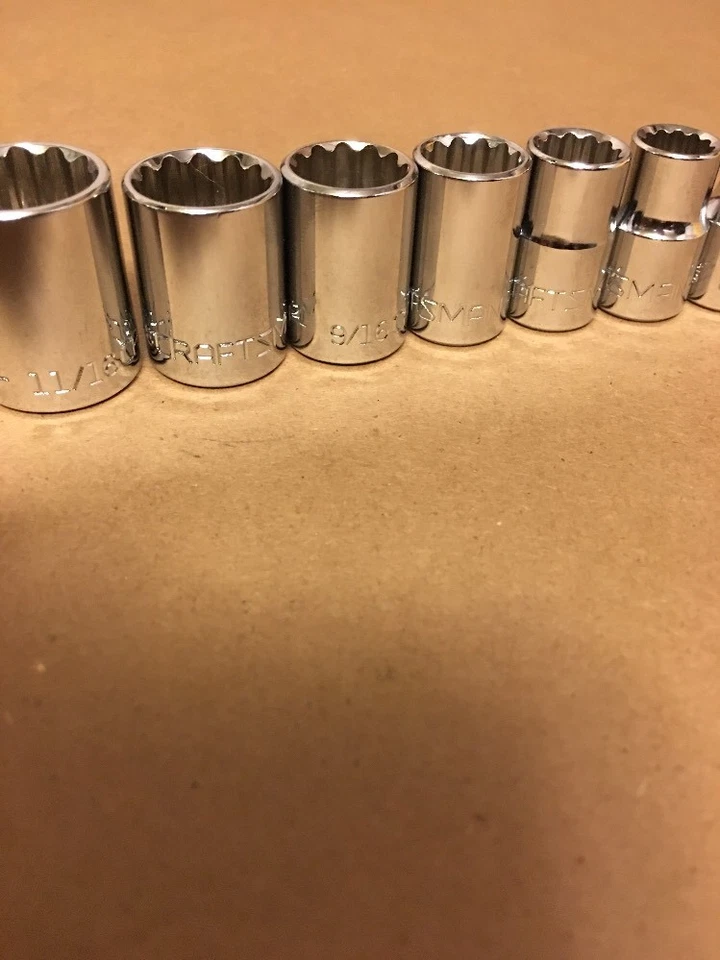 Craftsman Socket Set 3/8" Drive 10 Piece 12 Pt Point SAE Inch Chrome 1/4- 13/16 - Image 4 of 4