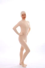 Unisex Spandex Full Body Suit Face Open Second Nude Skin Back Zip Unitard