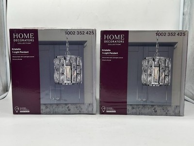 2 PACK Home Decorators Collection Kristella 1-Light Chrome Crystal Pendant Light