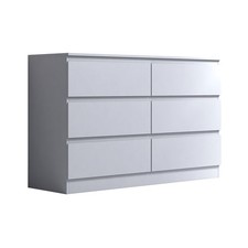6 Drawer Chest of Drawers Matt White Modern Bedroom Furniture Scandinavian Style