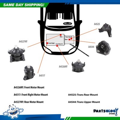 DNJ MMK1015 New Engine Motor Mount Kit For 03-07 Honda Accord 3.0L V6 SOHC 24v
