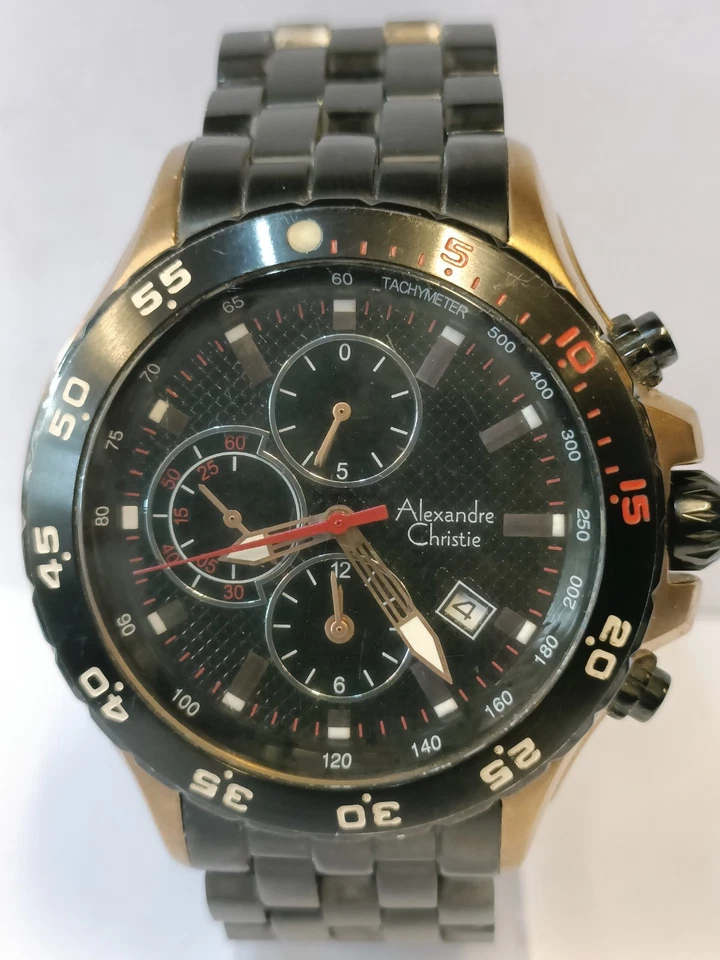 ALEXANDRE CHRISTIE CHRONOGRAPH QUARTZ BLACK DIAL 6092MC MEN'S FULL WORKING - Image 4 of 4