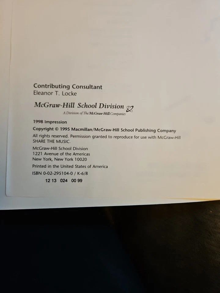 Share the Music Grade K - 6 Songs to Sing & Read by McGraw Hill (1998, SC) - Image 4 of 4