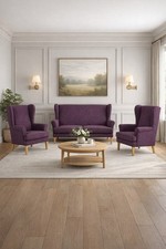 WING CHAIR & 2 SEATER SOFA 3-PIECE SUITE (ORTHOPAEDIC HIGH BACK LUMBAR SUPPORT)