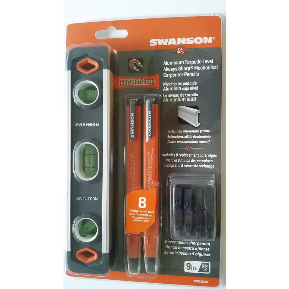 Magnetic Extruded 9 In. Torpedo Level with Always Sharp Pencil and Refills - Image 4 of 4