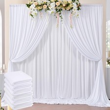 30 ft x 10 ft Wrinkle Free White Backdrop Curtain for Parties, Polyester Phot...
