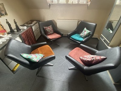 4x DDR Vintage Sssel Lounge Gruppe 60er/70er Jahre Mid-Century Modern Kunstleder