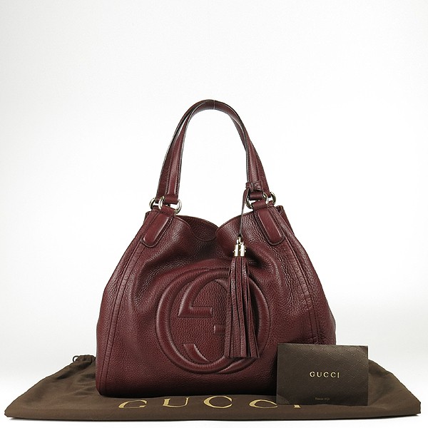 Gucci GG Logo Purple Leather Tassel Soho Shoulder Bag 282309