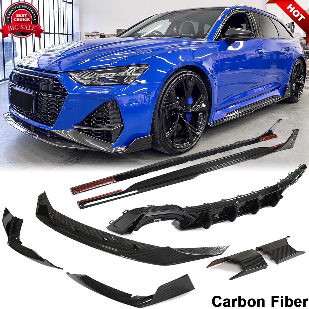 For Audi RS6 RS7 C8 Avant Wagon DRY CARBON Front Bumper Side Skirt Rear Diffuser