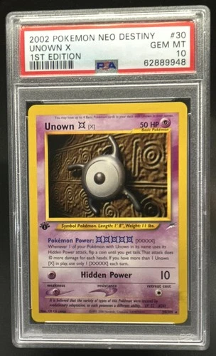 2002 Pokemon Neo Destiny 1st Edition Unown X #30/105 PSA 10 GEM MINT