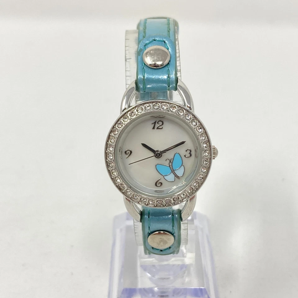 Reloj Butterfly Mujer 26mm Tono Plateado MOP Pave Cristal Brillante Batería Nueva 7.75" Foto 3 de 4