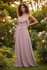 Jenny Yoo Mila Gown Woodrose Pink Chiffon Bridesmaid Dress Size 4 Convertible