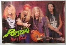 Poison Flesh and Blood Poster Original 1990 Vintage Rock Band Music Promo 20×30