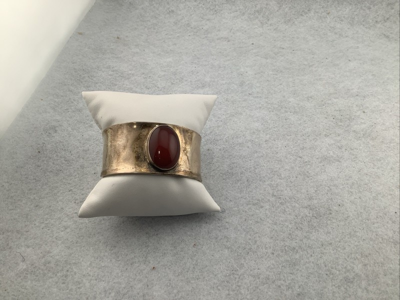 Vintage Cuernavaca Mexico CII Modernist 925 Sterling Silver Carnelian Cuff 28g