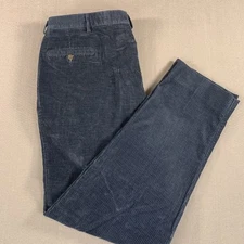 Private Label Pants Mens 44 Navy Blue Corduroy Pleated Front Relaxed Fit Classic