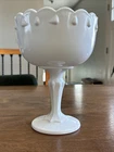 Indiana Glass Teardrop Compote Planter 7 1/2" Milk Glass Vtg Pedestal Fruit Bowl