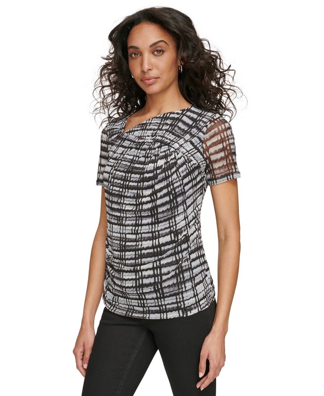 Calvin Klein Women's Asymmetrical Printed Ruched Top image 3