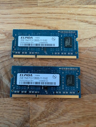 2x ELPIDA 2GB RAM Speichermodule PC3-12800S DDR3 SODIMM 1Rx8 für Laptop Notebook