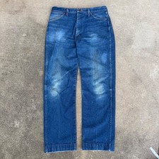 Vintage Wrangler Blue Denim Jeans Mens Straight Leg Western Workwear 32x30