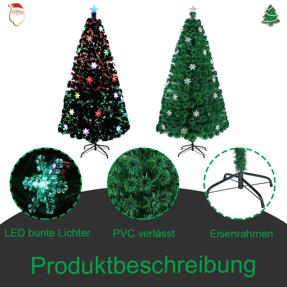 120-240cm Weihnachtsbaum Künstlicher Tannenbaum Bunt LED Christbaum Kunstbaum - Bild 2 von 4