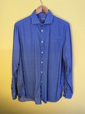 Men’s Austin Reed Shirt. 16.5 R. Blue Fine Check. Luxury Fabric