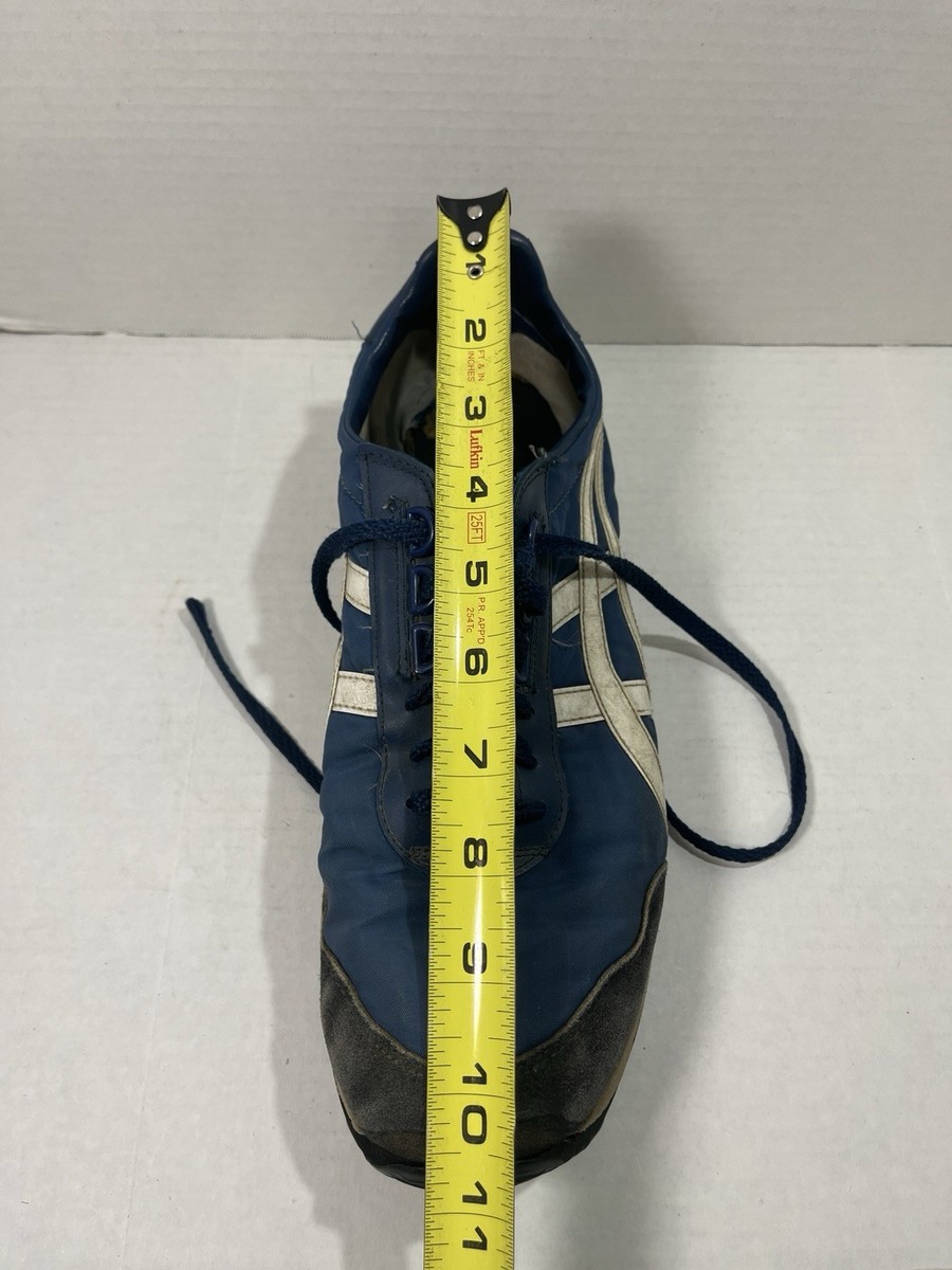 Vintage ASICS TIGER Shoes 70s 80s Blue Nylon Men's VERY DISTRESSED