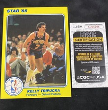 1985 NBA COURT KINGS AUTOGRAPHED KELLY TRIPUCKA STAR JUMBO 5X7 CARD -PISTONS