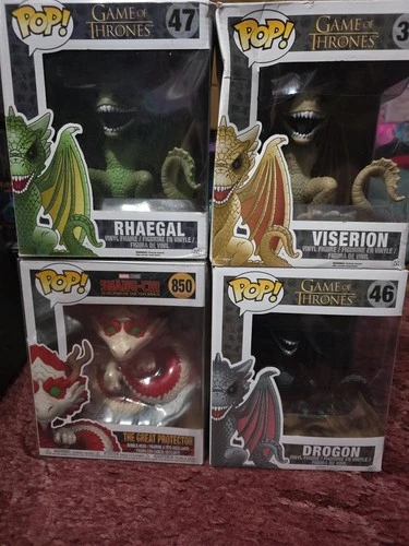 Funko Pop Game of Thrones Drogon 46,Viserion 34, Rhaegal 47, The Great Protector
