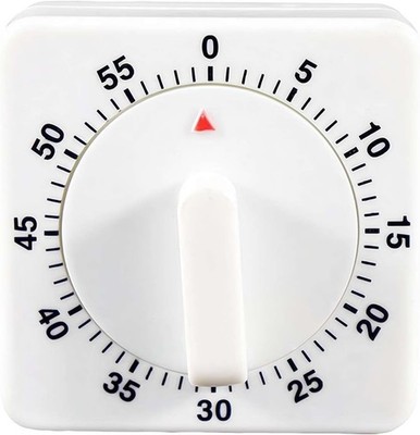 1Pc White Square 60 Minute Mechanical Kitchen Timer, Visual Cooking 