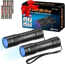 EverBrite 2 Pack LED UV Flashlight 365nm Blacklight Flashlight Small Black Light