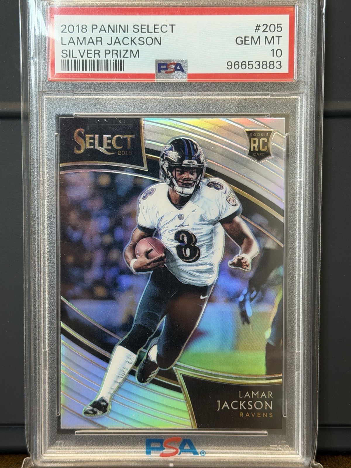 2018 PANINI SELECT SILVER PRIZM LAMAR JACKSON RC PSA 10 GEM MT Field Level