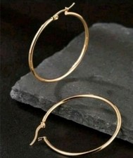 14K Stamped Gold Shiny Polished Round Hoop Earrings All Sizes