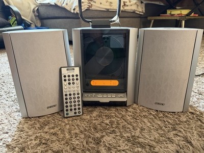 Sony CMT-EX5 Micro Hi-Fi Component System CD AM/FM AUX w/ Speakers Silver TESTED
