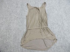 Helmut Lang Tank Top Womens Petite P Brown Glassy Shirting Hi Low Tunic BO2HW509