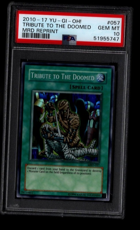 2002 YU-GI-OH! MRD-METAL RAIDERS UNLIMITED #057 TRIBUTE TO THE DOOMED PSA 10