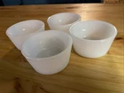 4 Vintage Glasbake White Milk Glass Custard Cups Baking Ramekin Cups
