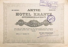 Rarität: Gründer Aktie Wien 1919: Hotel Krantz Aktiengesellschaft