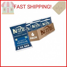 Kettle Brand Potato Chips, Salt  Vinegar Kettle Chips, Snack Bag, 2 Oz Pack of