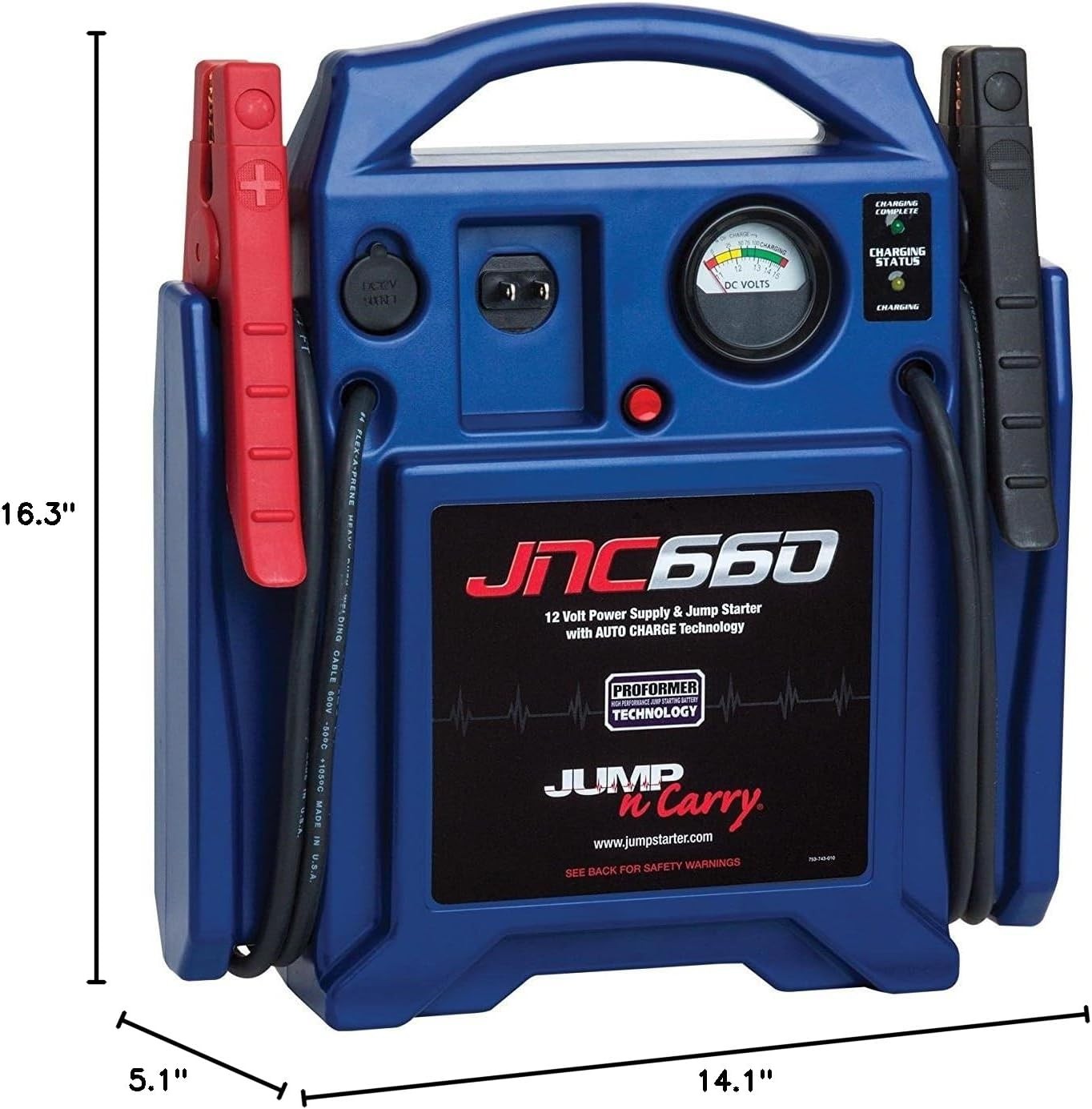 Clore Automotive Jump-N-Carry JNC660 1700 Peak Amp 12 Volt Jump Starter , Blue