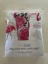 NIB 3 Cotton Swaddle Blanket Baby Flamingo Summer Pink Floral