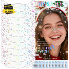 10 Styles Holographic Silver Christmas Glitter Freckles Face Tattoo