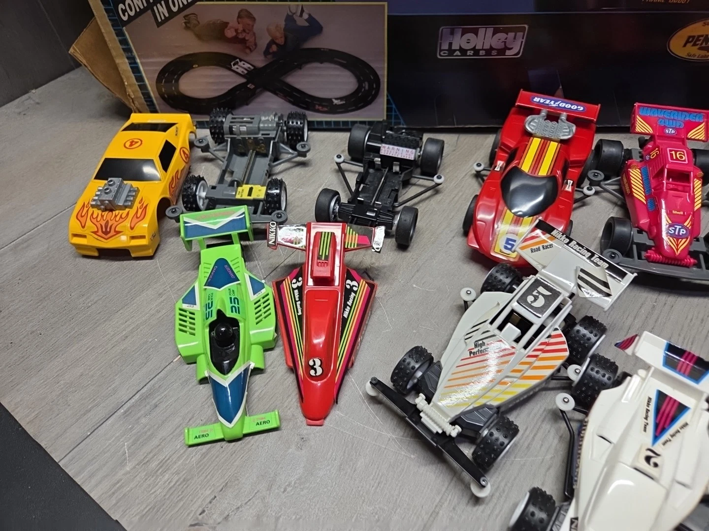  vintage hasbro record breakers super 8 speedway system pista de carro de corrida não testada 